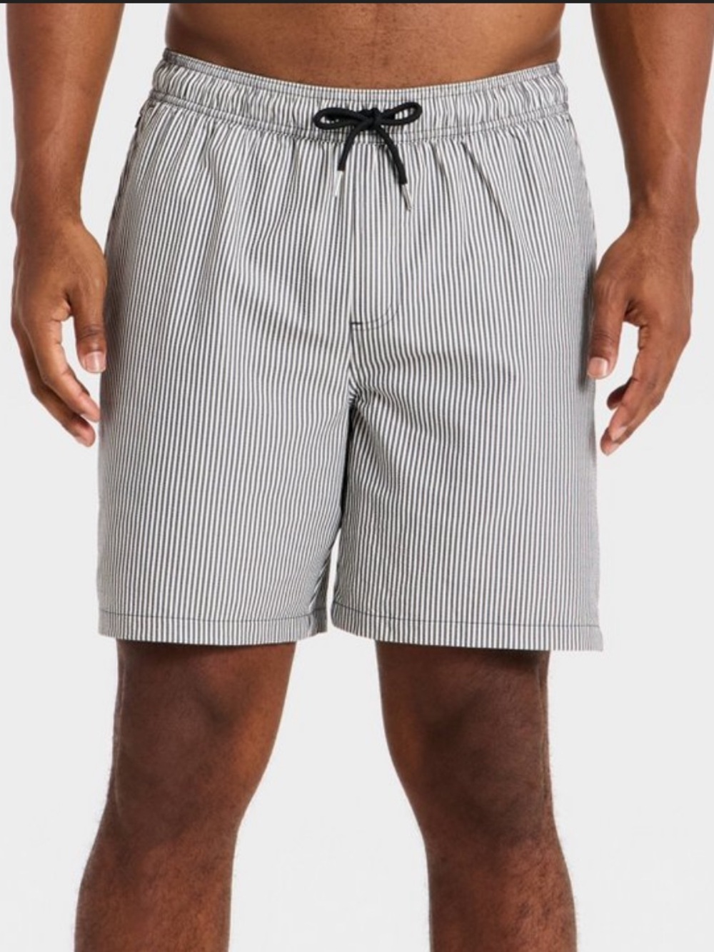 Goodfellow & Co 7” Men’s Swim Trunks with Boxer Brief Liner - Black Strip